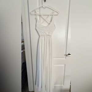 White backless maxi dress